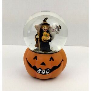 Halloween Musical Waterglobe Skull & Bones Witch Broom Ghost Skull Snowglobe NEW